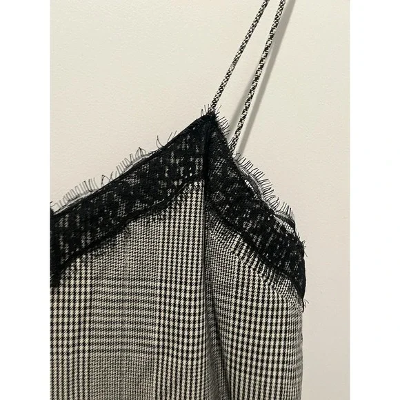 Zara Trafaluc Houndstooth Lace Trim Slip Mini Dress NWT Sz S - Picture 2 of 10